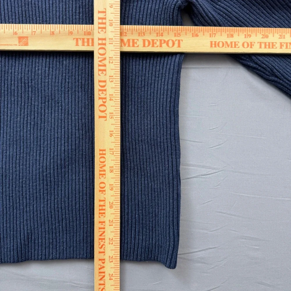 Banana Republic Mens Shawl Collar Ribbed‎ Sweater Navy Blue Side Zip Size Small